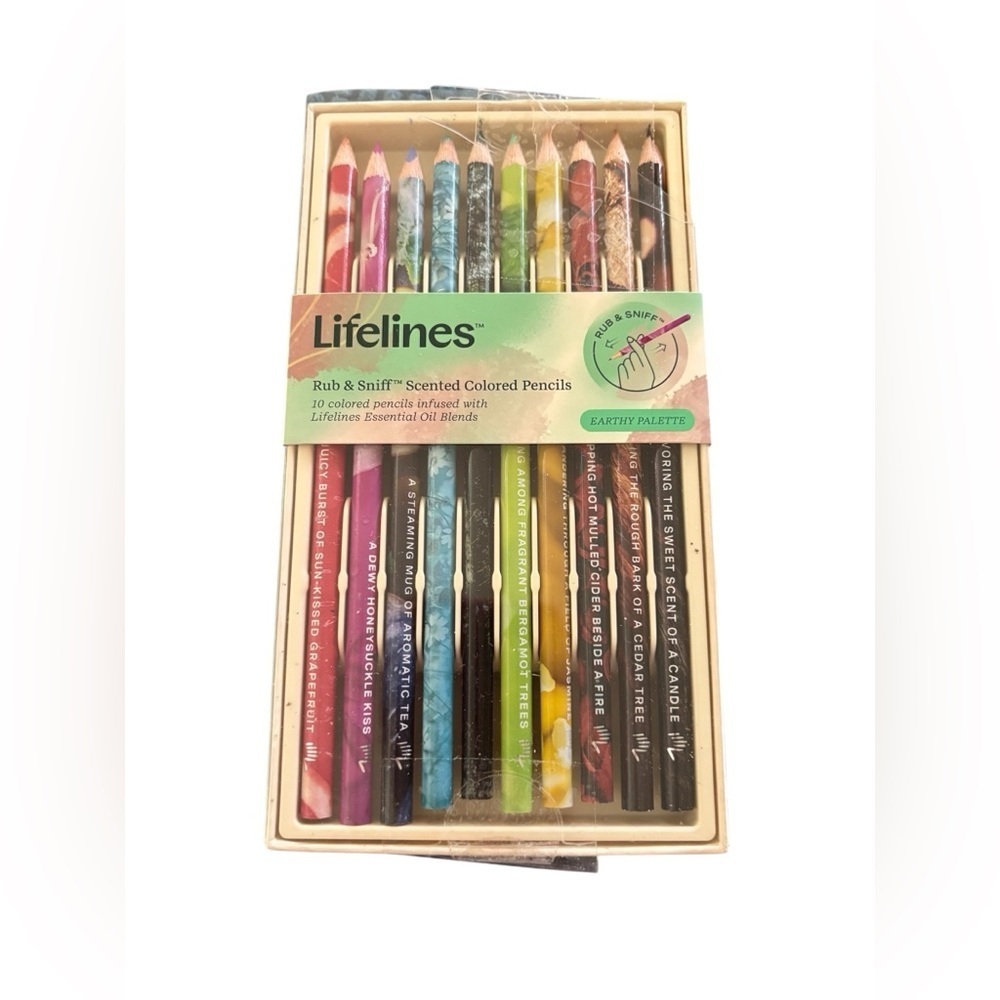 Lifelines Rub N Sniff Scented Colored Pencils 10 Pack Infused W/Essential Oils